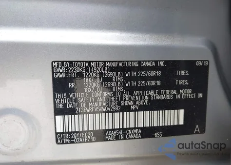 2019 Toyota Rav4 Hybrid Xse from USA, damaged, VIN 2T3EWRFV5KW042982